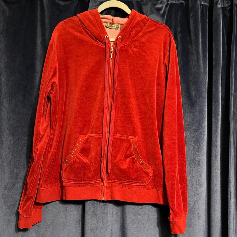 Jane Ashley Casual Lifestyle Velour Zip Up Hoodie